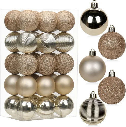 Vista 21 de 30 piezas de adornos de bola de árbol de Navidad irrompibles negros para decoración navideña
