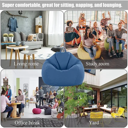 Vista 6 de Morbuy Puf para niños y adultos (sin relleno), funda suave y perezosa para sofá cama, lavable, almacenamiento de gran tamaño para interiores y Marrón