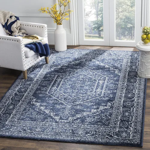 Vista 54 de SAFAVIEH ADR108B - Tapete de la colección Adirondack, 2 pies 1 pulgada x 6 pies, marfil y plateado, diseño de medallón oriental, no desprende
