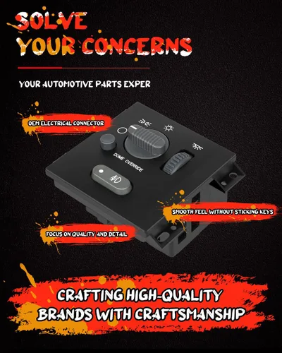 Vista 2 de CCIYU Interruptor de faros delanteros compatible con Chevrolet Blazer/S10 1998-2004, para GMC Jimmy 1998-2001, para GMC Sonoma 1998-2004