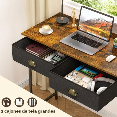 Vista 4 de DAOUTIME Escritorio pequeño para dormitorio de niños, escritorio de computadora de 31.5 pulgadas para espacios pequeños, escritorio simple con 2