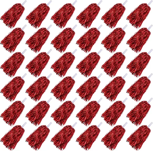 Vista 9 de HAVAGDTM 36PCS Cheerleading Pom Poms Metallic Foil Plastic Pom Poms with Baton Handle for Game Sports Squads Dancing Party Football Basketball Club