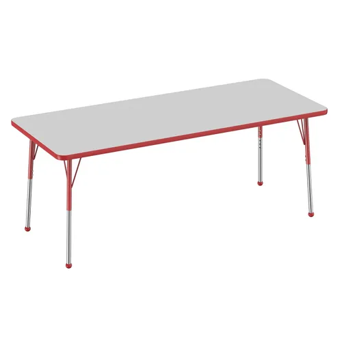 Vista 62 de FDP - Mesa rectangular para actividades escolares y de oficina (24 x 36 pulgadas), patas estándar con deslizadores giratorios, altura ajustable