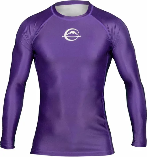 Vista 3 de FUJI Baseline Ranked Long Sleeve Jiu Jitsu Rashguard, BJJ Rashguard for Men and Women Negro