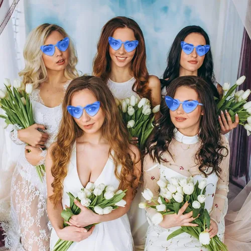 Vista 6 de 6 pares de lentes de sol con forma de corazón para mujer, para novia, tribu, regalos de despedida de soltera