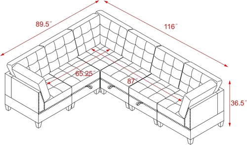 Vista 2 de ECLYL Sofá modular reversible para sala de estar, conjunto de muebles seccionales, sofá cama en forma de L, sofá de sala de estar con asientos