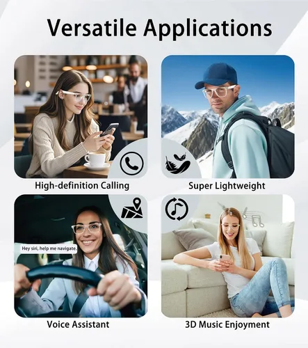 Vista 7 de Lentes inteligentes AI, lentes de sol Bluetooth multifuncionales para hombres y mujeres, dispositivo de traductor de 116 idiomas y acentos, filtro