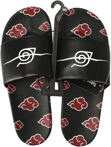 Vista 5 de Naruto Shippuden Akatsuki Red Cloud Symbol - Sandalias para hombre Negro