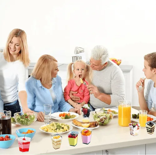 Vista 7 de Tazas de postre transparentes cuadradas de 5 onzas (50 tazas de postre + 50 cucharas)