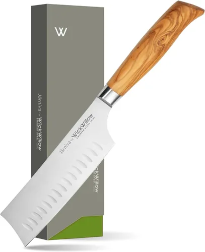Vista 10 de WICKWILLOW - Cuchillo de chef de 8 pulgadas – Cuchillo de cocina de acero sueco ultra afilado con mango de madera de olivo italiano – Cuchillo