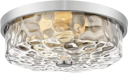 Vista 11 de Lámpara de techo empotrada con pantalla de vidrio ondulado de agua, moderna iluminación de techo de 2 luces para cocina, sala de estar, porche Negro