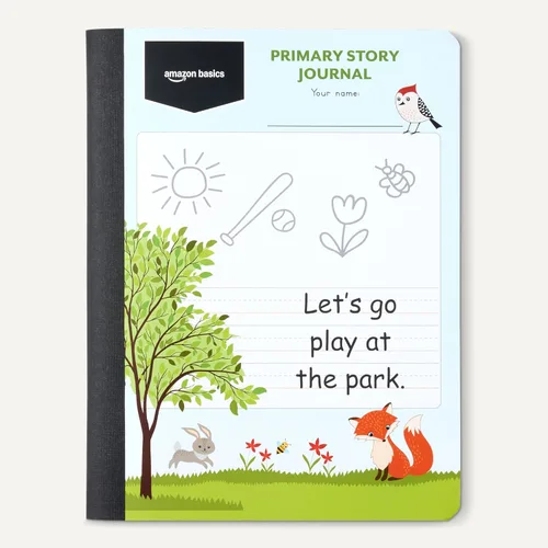 Vista 5 de Amazon Basics Cuaderno de composición primaria, 9.75 x 7.5 pulgadas, 100 hojas, varios colores, paquete de 3