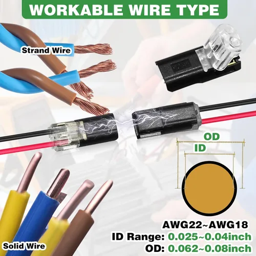 Vista 5 de 20 piezas conectores enchufables de doble cable, conectores de tira de luz LED, 2 pines, conectores de tira de luces LED, conector de cable de bajo