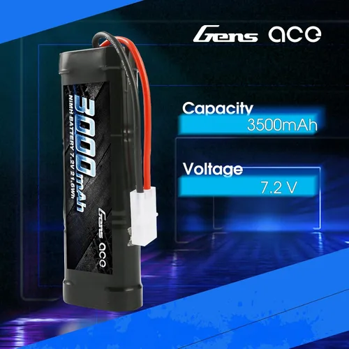 Vista 3 de Gens ace 7.2V 3000mAh NiMH Batería recargable de alta potencia baja autodescarga con Tamiya Plug para RC Cars Truggy Tank Electric RC Monster Truck