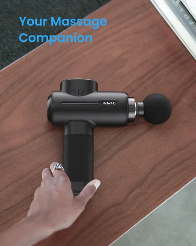 Vista 9 de RENPHO Active+ Pistola de masaje, cursos guiados controlados por aplicaciones, Bluetooth Negro mate