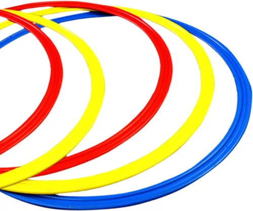 Vista 3 de Juego de anillos de entrenamiento de agilidad, 5 piezas de 11.8 in de PVC para ejercicios de fútbol, fútbol, baloncesto, niños y atletas