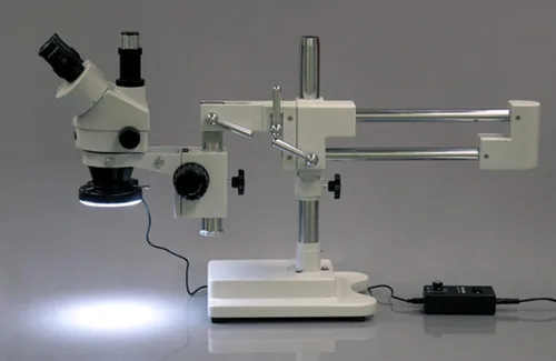 Vista 4 de AmScope Iluminador de luz de anillo de microscopio LED-60 de 60 LED con caja de control y adaptador