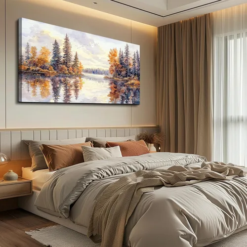 Vista 8 de PHAOHUAXM Pintura abstracta de paisaje de tinta pintura de arte de pared moderna impresión en lienzo natural paisaje arte imágenes de sala de estar