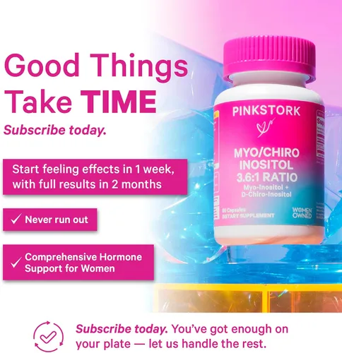 Vista 4 de Pink Stork Myo-inositol y D-Chiro Inositol: Mezcla 3.6:1 para apoyar la fertilidad, el equilibrio hormonal para las mujeres - Suplemento de apoyo
