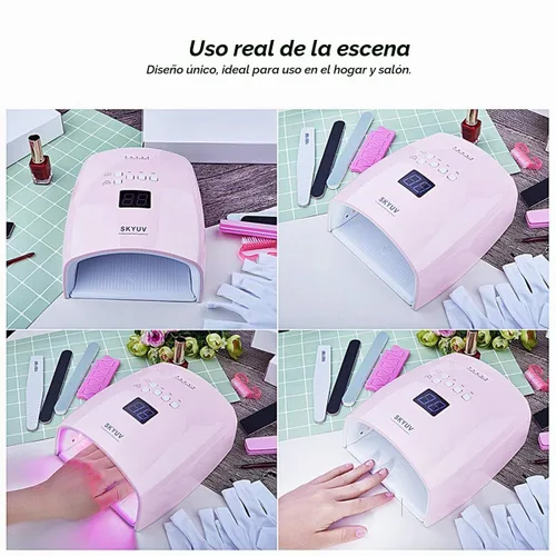 Vista 6 de Lámpara de uñas LED UV de secado más rápido, recargable de secado de esmalte de uñas, secador de uñas LED, sensor automático, luz profesional de Rosa