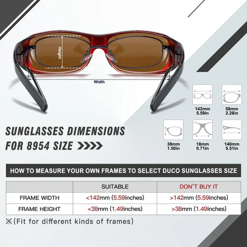 Vista 4 de DUCO Polarized Wraparound Fitover Glasses Wear Over Sunglasses for Men Women UV Protection Sun Glasses 8954