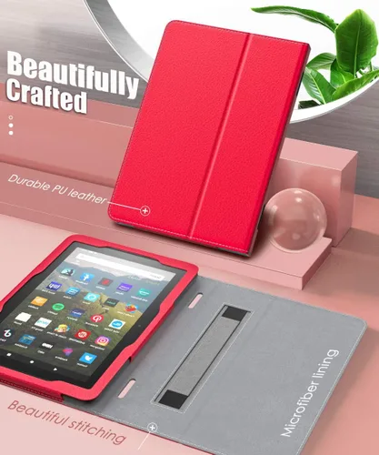 Vista 4 de MoKo - Funda compatible con la tablet Kindle Fire HD 8 y 8 Plus (10ª generación, versión de 2020), funda de soporte plegable y diseño delgado