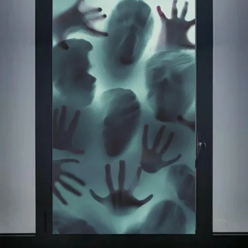 Vista 5 de Calcomanías de ventana de terror de Halloween, removibles y espeluznantes fantasmas, diseño de silueta de fantasma, arte para fiesta de Halloween