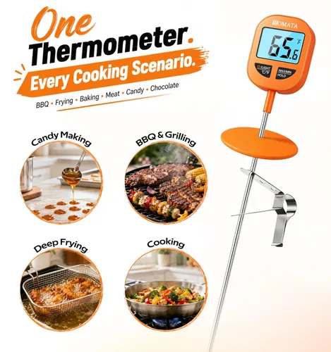 Vista 9 de BOMATA Digital Candy Thermometer with Pot Clip, 10" Probe, IPX6 Waterproof