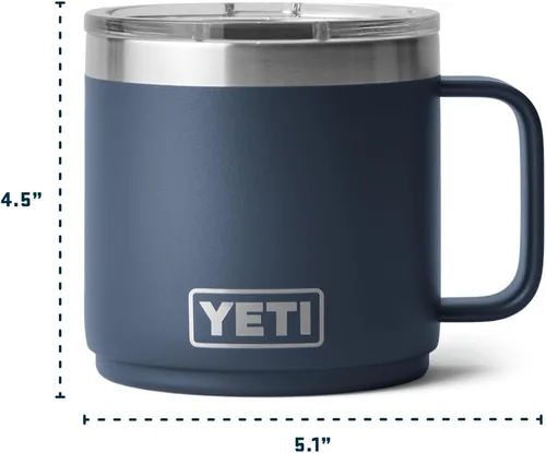 Vista 7 de YETI Rambler - Taza apilable con forro de cerámica, de 14 onzas, aislada al vacío, de acero inoxidable con tapa MagSlider, color negro