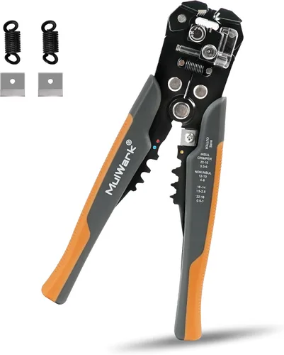 Vista 10 de MulWark Pelacables automático autoajustable 3 en 1, cortador/engarzador, alicates múltiples de 8 pulgadas para pelar cables eléctricos, corte