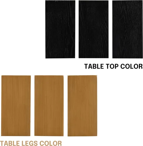 Vista 6 de NTC Mesa de centro redonda de madera Tribase Boho de 40 pulgadas para sala de estar y comedor, impermeable y resistente al calor, negro quemado