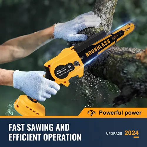 Vista 3 de Mini motosierra inalámbrica de 8 pulgadas para batería Dewalt 20V MAX alimentada por electricidad (SIN batería), motosierra eléctrica, motosierra
