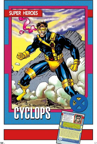 Vista 11 de Trends International Marvel Trading Cards - Póster de pared de cíclope, 14.725 x 22.375 pulgadas, versión enmarcada de madera de granero