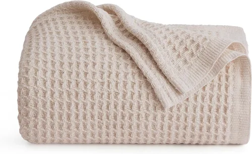 Vista 30 de Bedsure Gentlesoft - Manta de 100 % algodón, tamaño Twin XL, para dormitorio universitario, transpirable y suave, manta Twin de tejido waffle