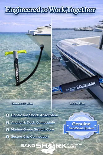 Vista 5 de SandShark Línea de muelle elástico de anclaje de alta calidad. Accesorios de barco Línea de anclaje que absorbe los golpes en anclajes y muelles