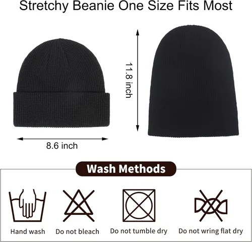 Vista 3 de Muryobao Gorro de punto para mujer gorro de invierno suave y cálido con puños de calavera