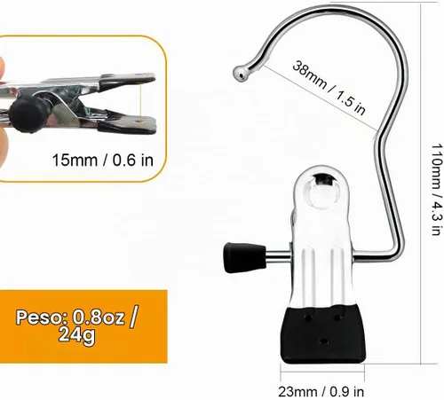 Vista 6 de Coideal Ganchos para colgar botas, 8 ganchos para botas, clips de ropa de acero inoxidable para secar calcetines (negro)