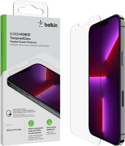 Vista 11 de Belkin ScreenForce UltraGlass Protector de pantalla con filtro de luz azul para iPhone 14 Pro, resistente a los arañazos, protección contra impactos