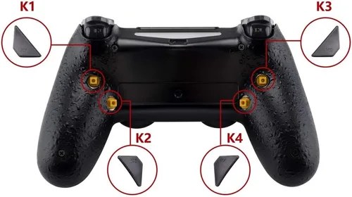 Vista 6 de eXtremeRate Dawn - Kit de descarga programable para controlador de PS4 con chip Mod y carcasa trasera rediseñada y 4 botones traseros, compatible