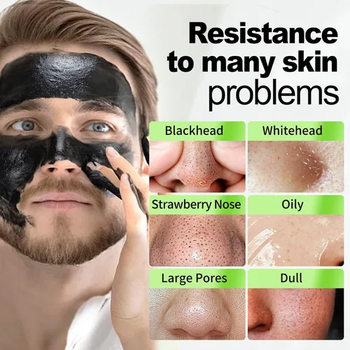 Vista 3 de JVR Máscara facial desprendible, máscara removedora de puntos negros para hombres, máscara negra desprendible de carbón, máscara facial purificadora