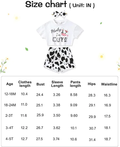 Vista 6 de YALLET Ropa de niña pequeña 2T 3T 4T 5T Niñas, manga corta impresión superior + pantalón 12, 18 24 meses, ropa de verano para bebé 1-5T
