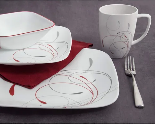 Vista 7 de Corelle juego de vajilla cuadrada/redonda de 16 piezas, Splendor, Esplendor