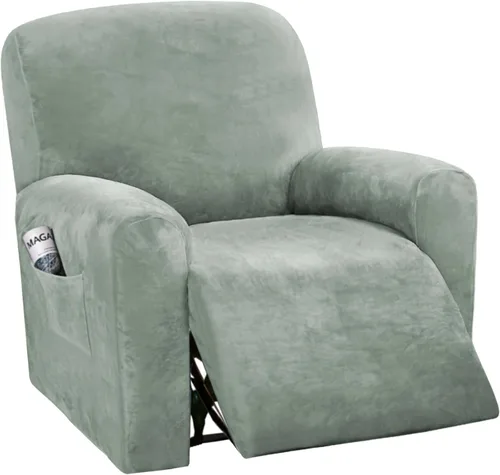 Vista 28 de H.VERSAILTEX Fundas elásticas de terciopelo para sillón reclinable, 6 piezas, fundas para loveseat reclinable de 2 cojines, fundas para sofá