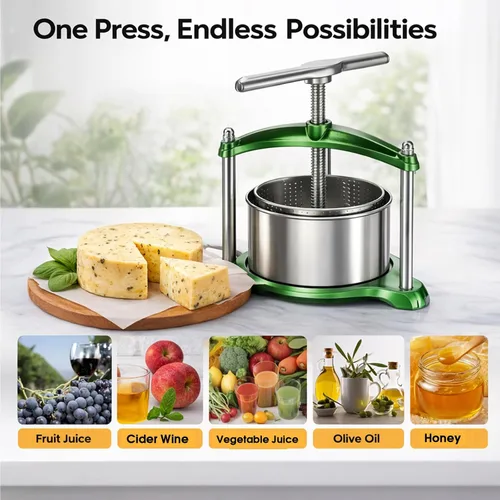 Vista 6 de Prensa de vino de frutas – Máquina de jugo 100% natural para manzana, zanahoria, naranja, bayas y verduras, ideal para hacer queso, tinturas y Verde