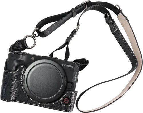 Vista 7 de VOVMOEYA Funda para cámara Canon EOS R50 V, medias fundas de piel sintética con correa para el hombro, ajuste preciso, compatible con trípode