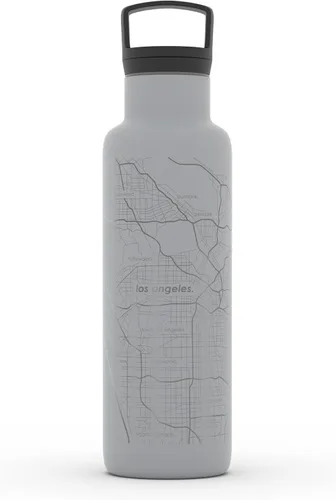 Vista 48 de Well Told Botella de agua aislada con mapa de Washington DC grabado, botella de acero inoxidable grabada (21 onzas, blanco) botella aislada de mapa