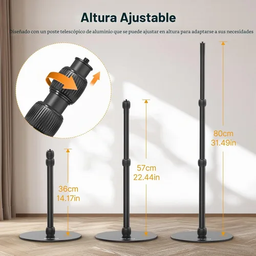 Vista 8 de jusmo LS09 Soporte de piso de aluminio para proyector para Nebula/XGIMI/otros proyectores de video, soporte para cámara Mevo, ajustable de 16.5-34.6