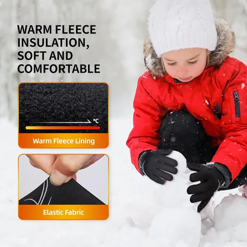 Vista 5 de Guantes deportivos cálidos de invierno para niños, clima frío, pantalla táctil, resistente al viento, para nieve, ciclismo, senderismo, fútbol, al