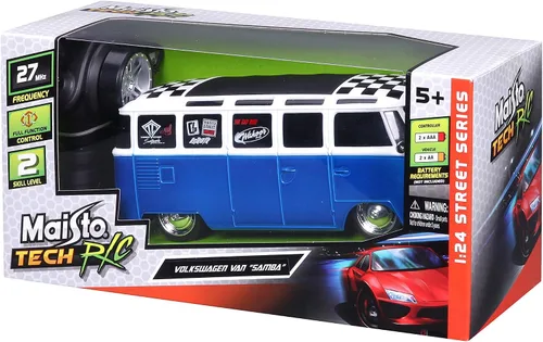 Vista 4 de Maisto 1:24 RC VW Van Samba 2.4GHZ Vehículo de control remoto, blanco/azul (81529-00000009)