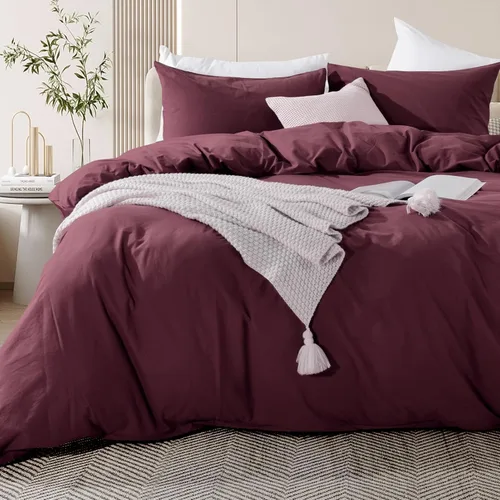 Vista 273 de NEXHOME PRO Funda de edredón Twin XL 100% algodón lavado, transpirable, duradera, texturizada, similar al lino, juego de ropa de cama para el hogar